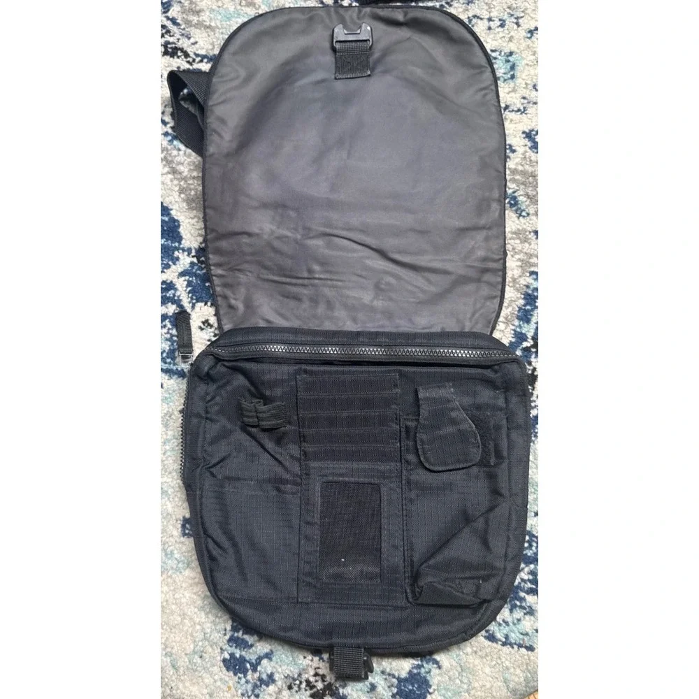 Eddie Bauer Black Nylon Ripstop Crossbody Messenger Bag Utility Travel Organizer
